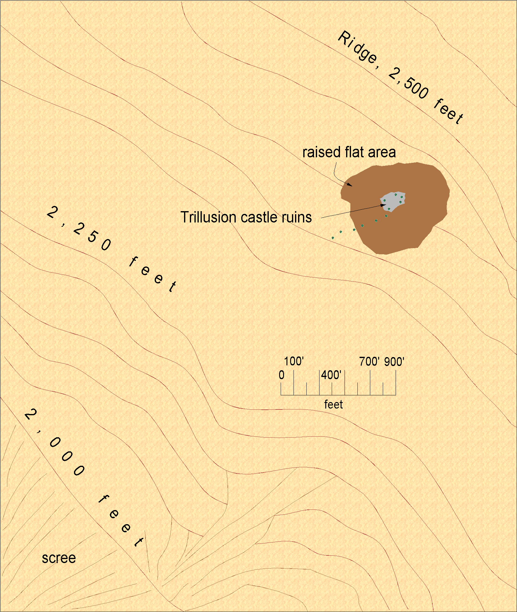 map of Trillusion Castle area, Burlan, Teslarc